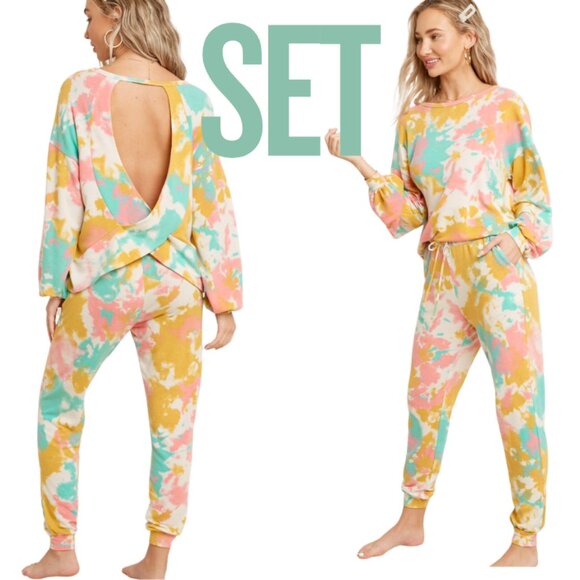 111 $22. Live Start, NWT 2piece lounge set Open back Top and Jogger - Picture 1 of 10